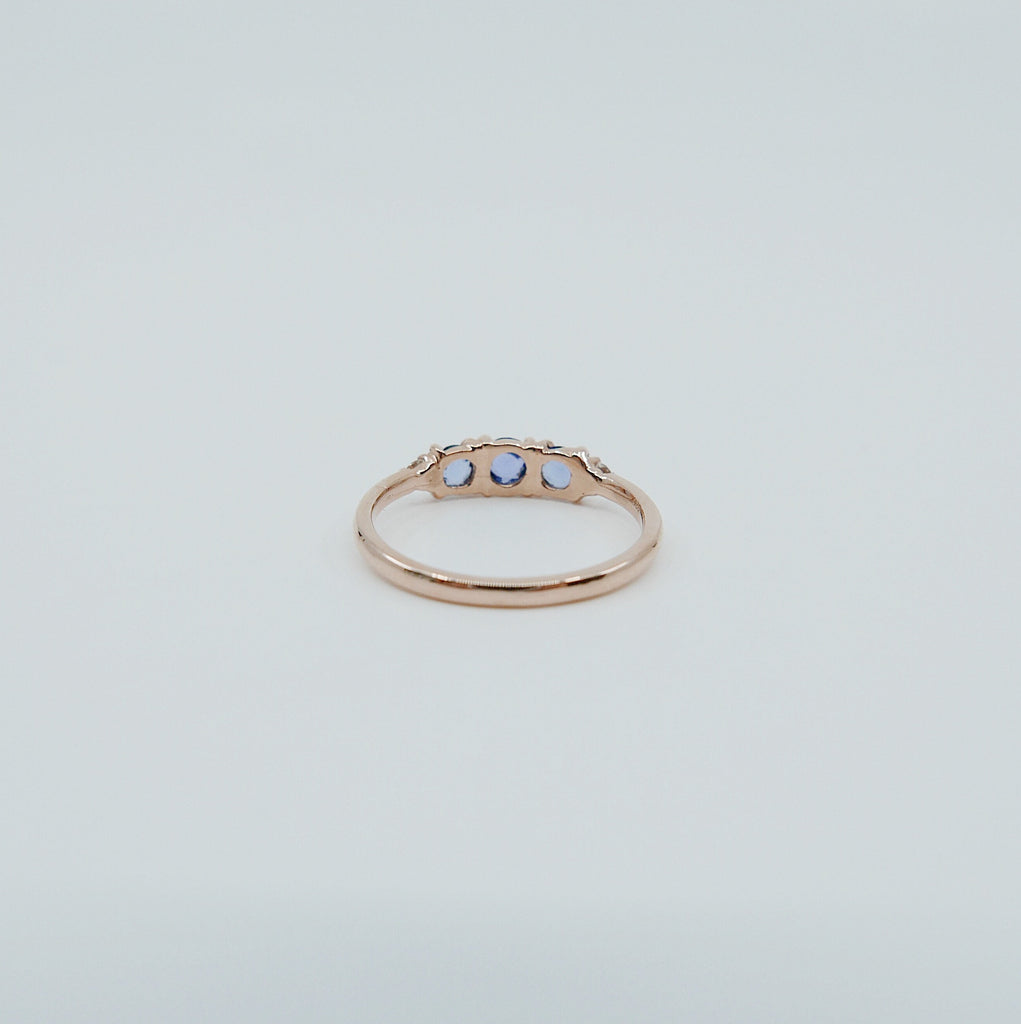 Hailey Sapphire and Diamond five stone ring, 5 stone band, rose cut Sapphire and diamond ring, 14k gold stone ring, five stone ring