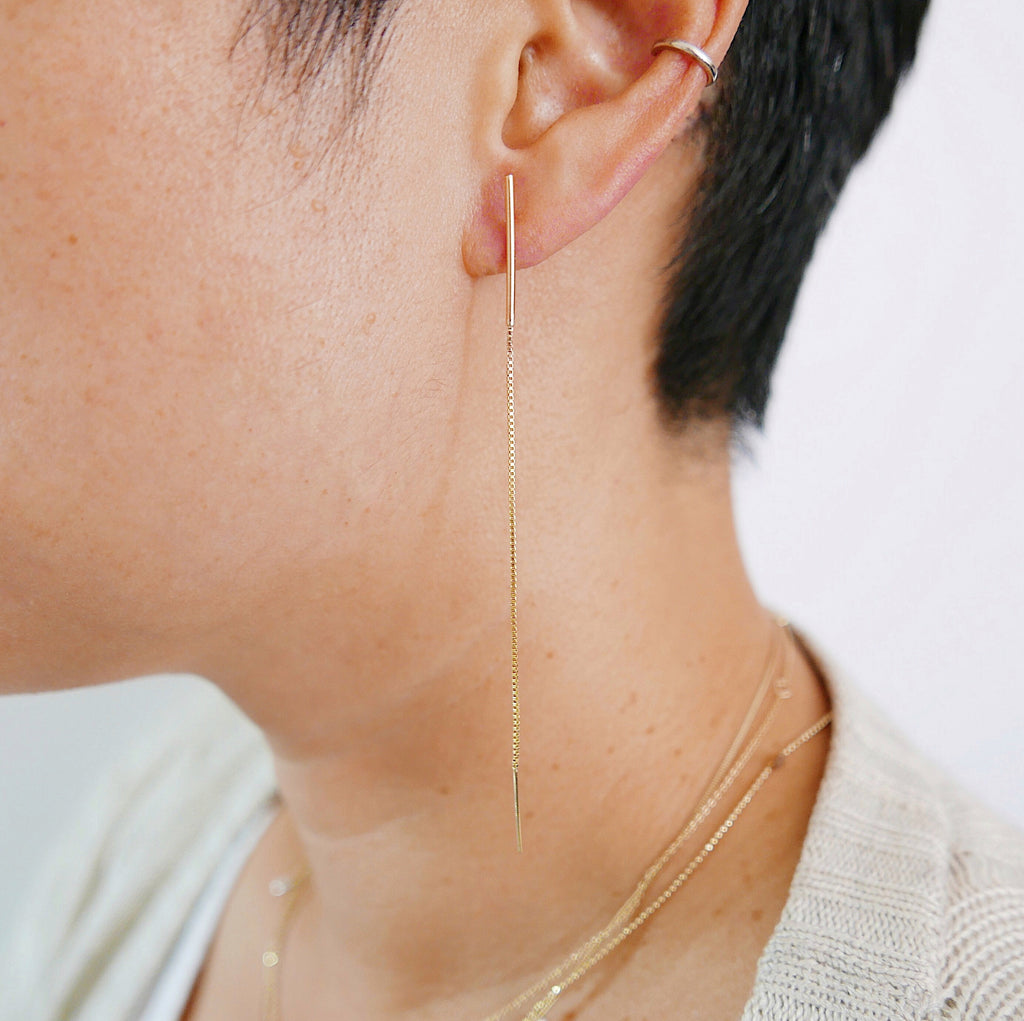 Long Chain Post Earring, Sterling Silver Long Chain Earring, Gold Filled Long Chain Earring, Gold Filled Ear Post
