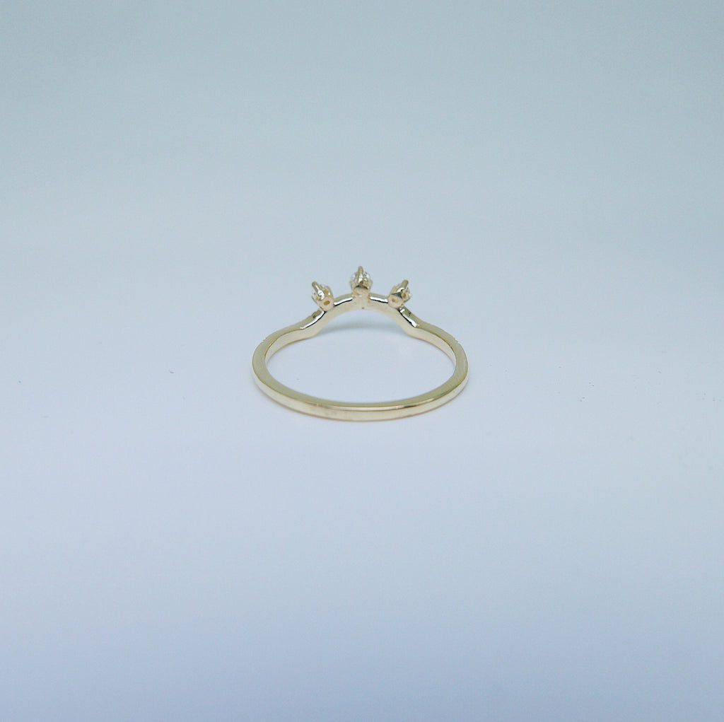 Scattered Diamond Arc Deluxe Ring, 14k gold arc ring, delicate dainty thin ring, stacking ring, wedding band, rose gold ring, diamond band