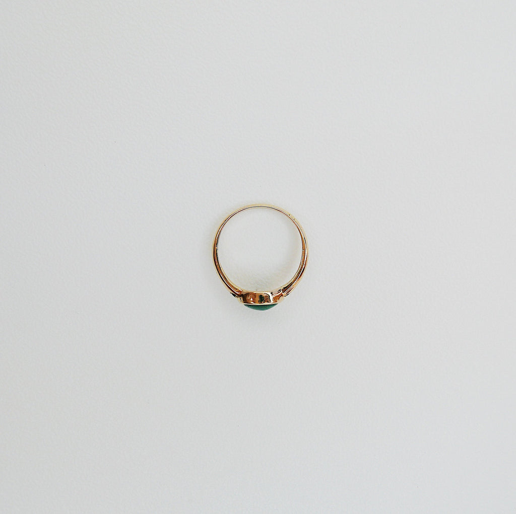 Malachite Signet Ring, Malachite cabochon ring, oval malachite and black diamond ring, 14k gold malachite ring, bezel malachite band