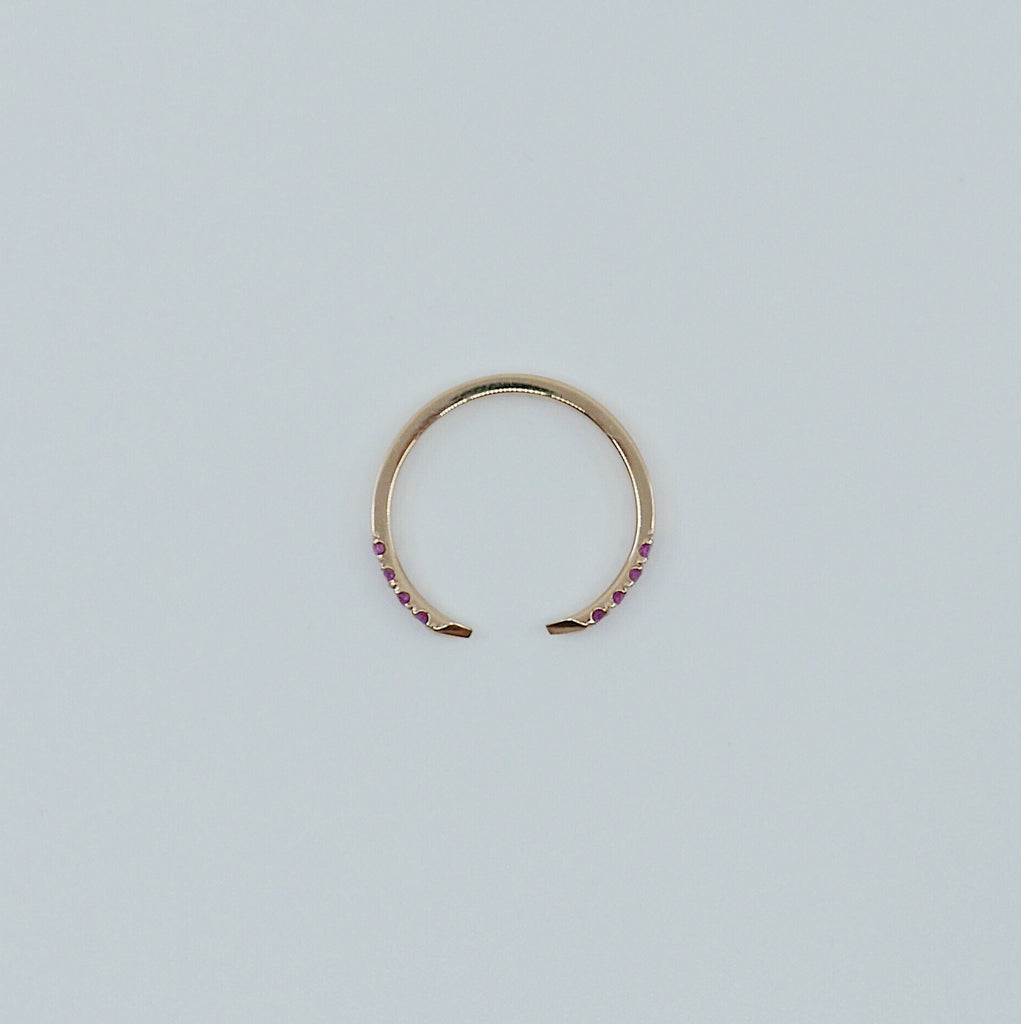 On Pointe ring, open grey diamond cuff ring, ruby ring, pink sapphire ring, pointed cuff ring, stacking ring, wedding band