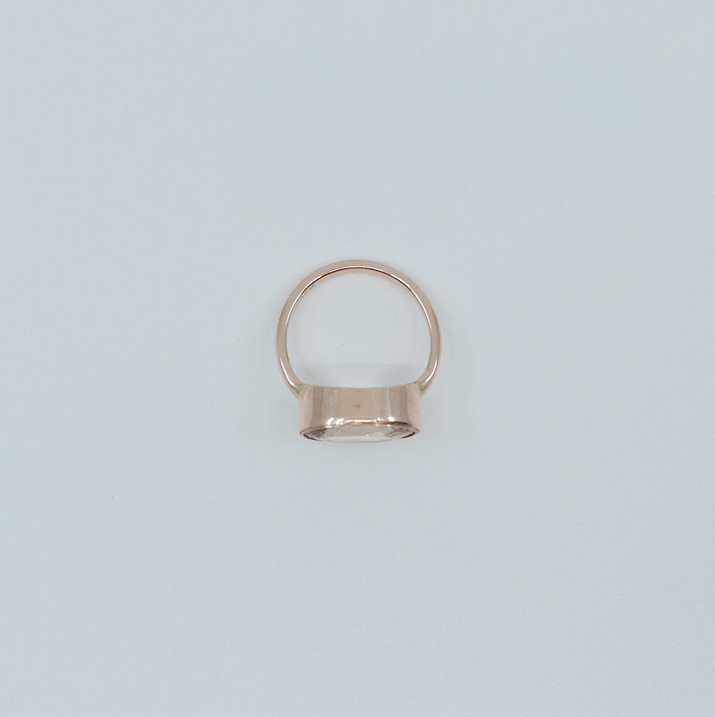 Oval Morganite Ring, rose gold morganite ring, Rose Cut Bezel ring, statement ring, fine jewelry ring, morganite oval rose cut ring