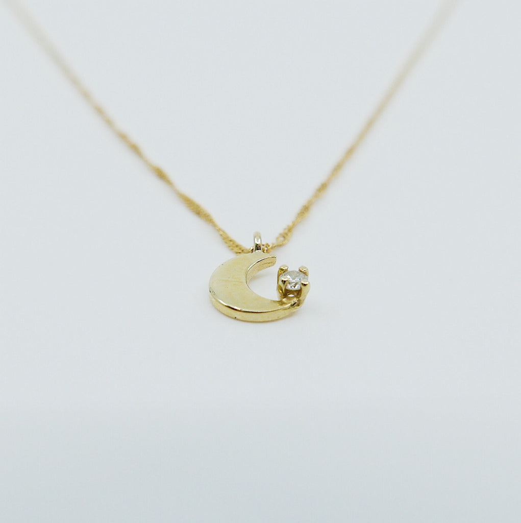 Crescent Moon Diamond Necklace, small moon Necklace, Diamond Moon Necklace, Diamond Moon, Moon Necklace, Crescent necklace, twist chain