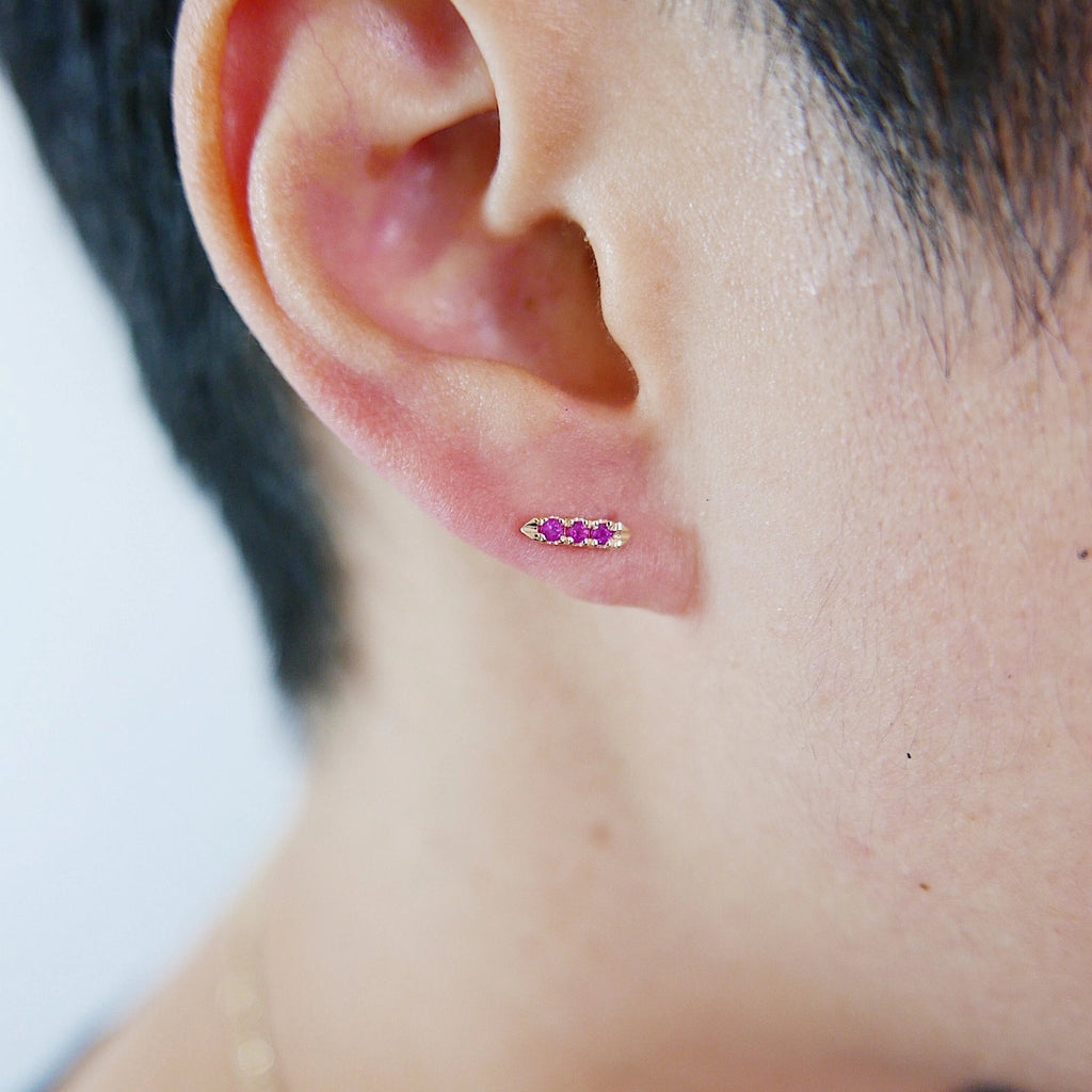 On Pointe Ruby Earrings, On Pointe earrings, Ruby earrings, delicate earrings, dainty earrings