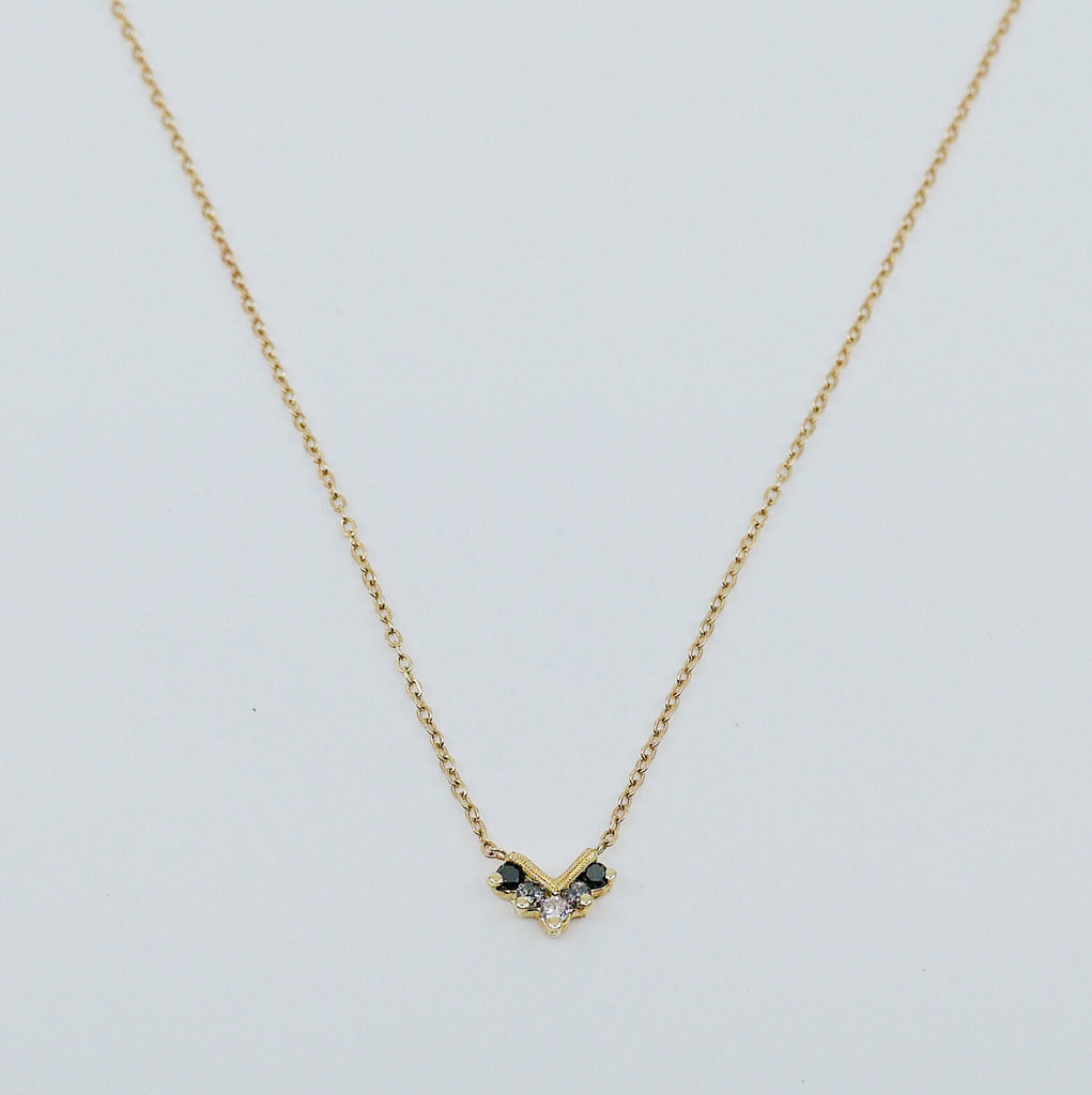 Chevron Diamond Ombre Necklace, Diamond Necklace, Chevron Necklace, 14k Gold chevron necklace, Black Diamond Necklace, Diamond Necklace