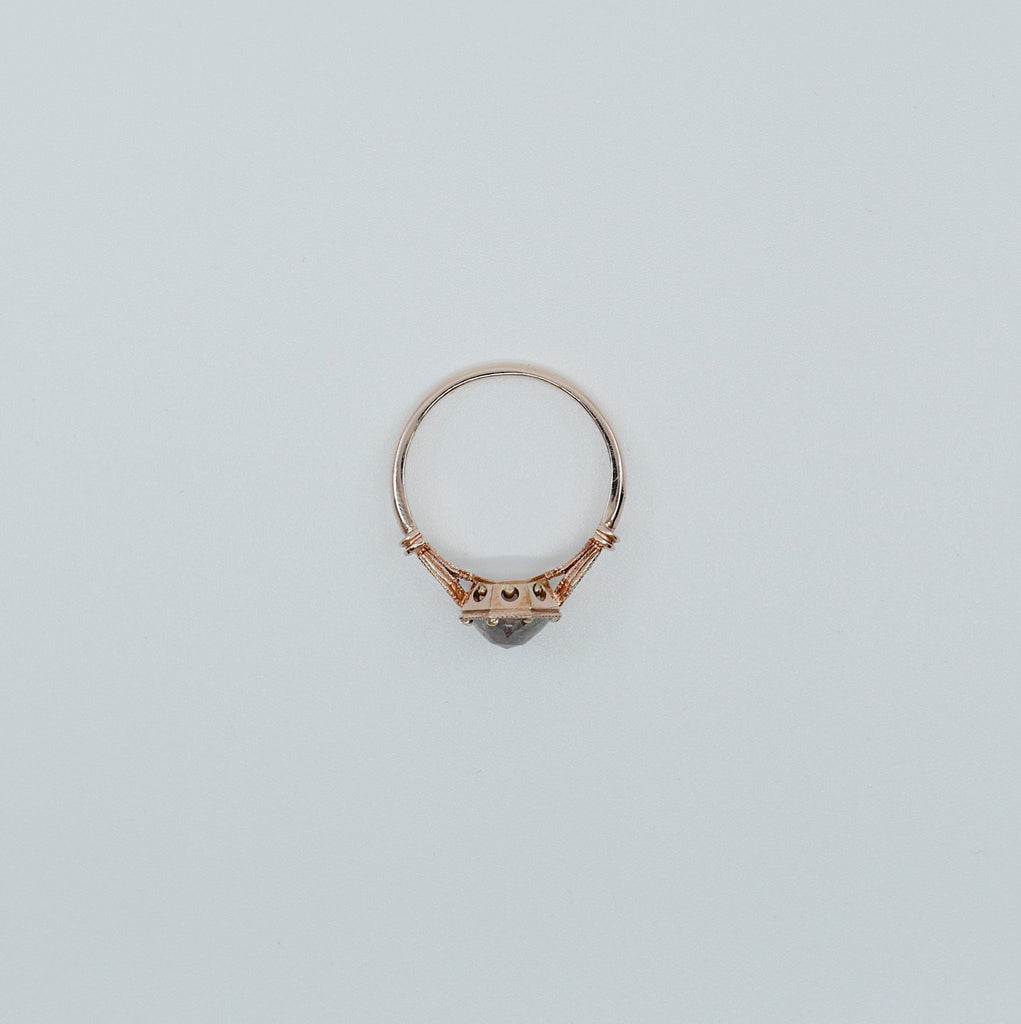 Eloise Rustic Diamond Ring, One of a Kind Ring, 14k rose gold ring, vintage inspired ring, rustic diamond ring, OOAK ring, statement ring