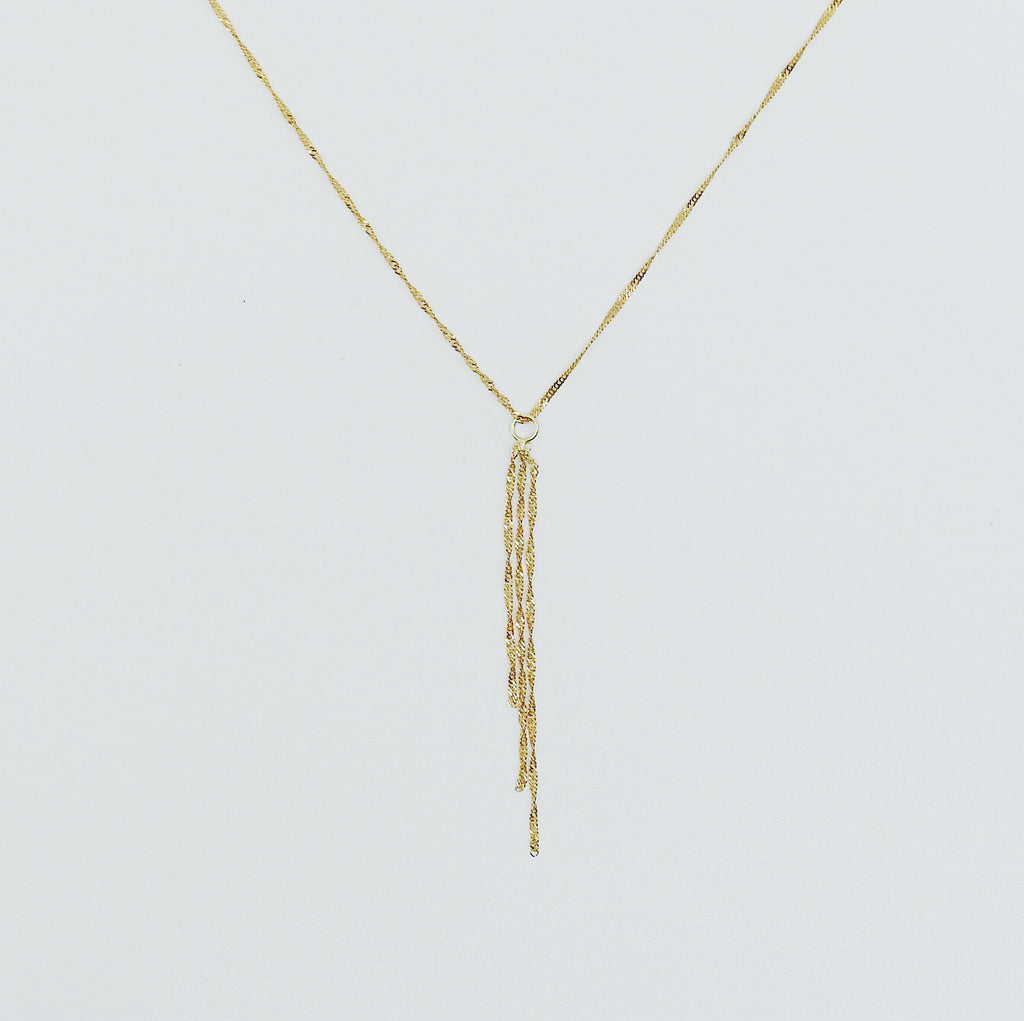 Pirouette Fringe Necklace, Thin shiny 14k gold chain, 14k gold chain, short gold necklace, gold choker, thin dainty choker, fringe necklace