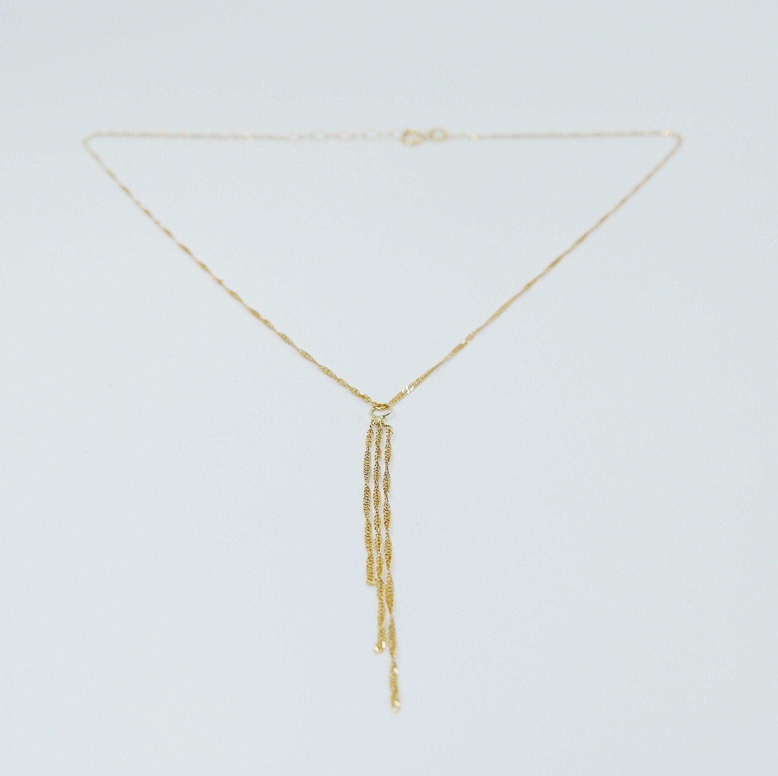 Pirouette Fringe Necklace, Thin shiny 14k gold chain, 14k gold chain, short gold necklace, gold choker, thin dainty choker, fringe necklace
