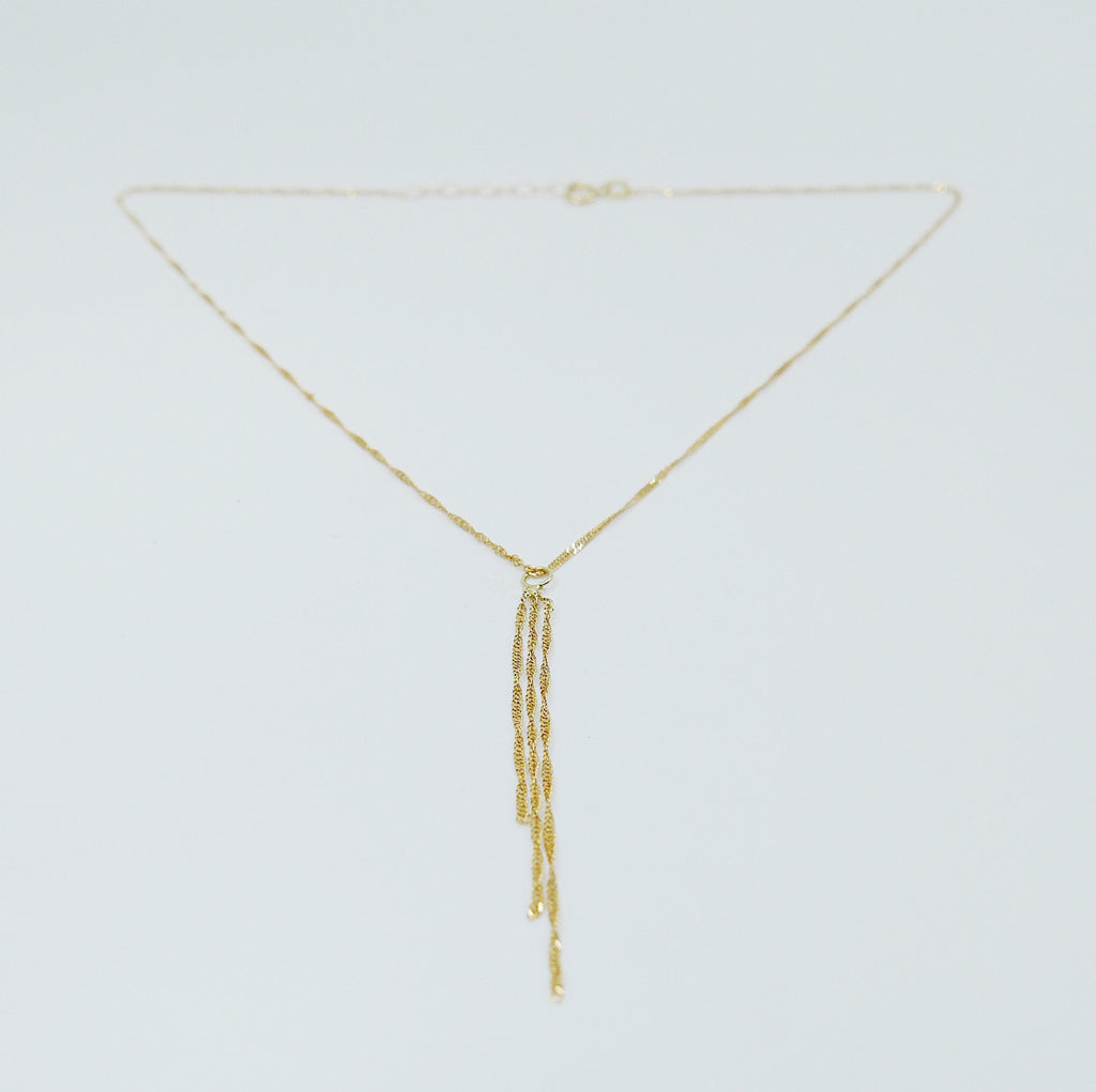 Pirouette Fringe Necklace, Thin shiny 14k gold chain, 14k gold chain, short gold necklace, gold choker, thin dainty choker, fringe necklace