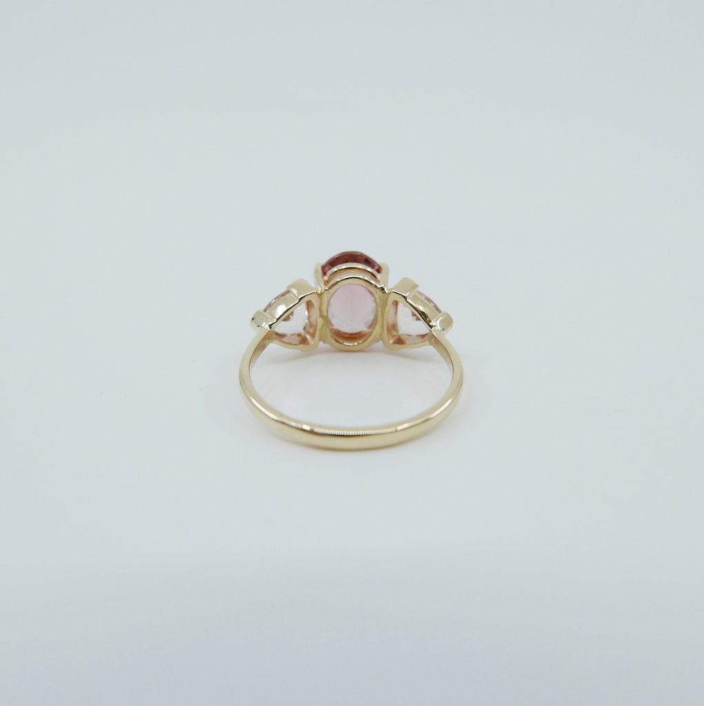 Dusty Rose Tourmaline Ring, tourmaline checker board cut ring, oval tourmaline ring, morganite ring, pink tourmaline wedding ring