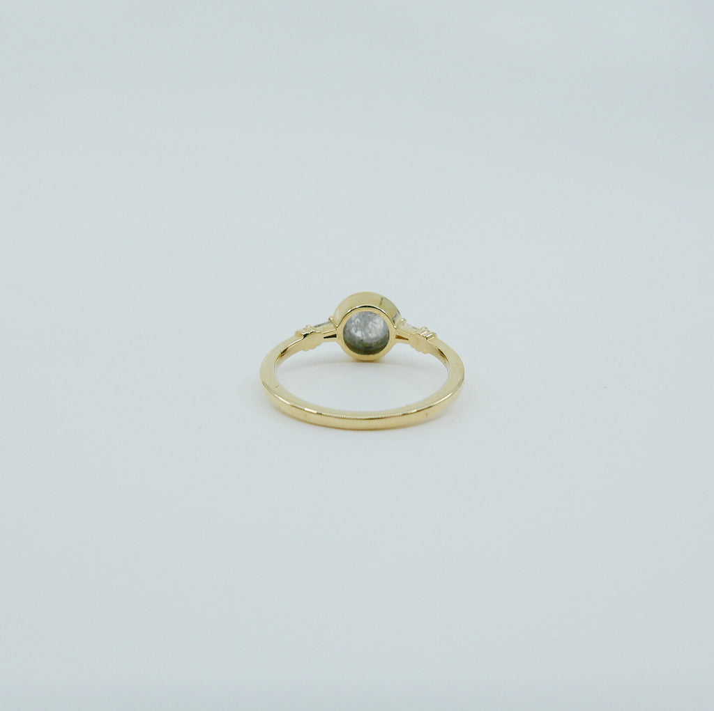 Anya Rose Cut Grey Diamond Ring, one of a kind ring, unique engagement ring, rose cut diamond ring, three stone diamond ring, OOAK ring