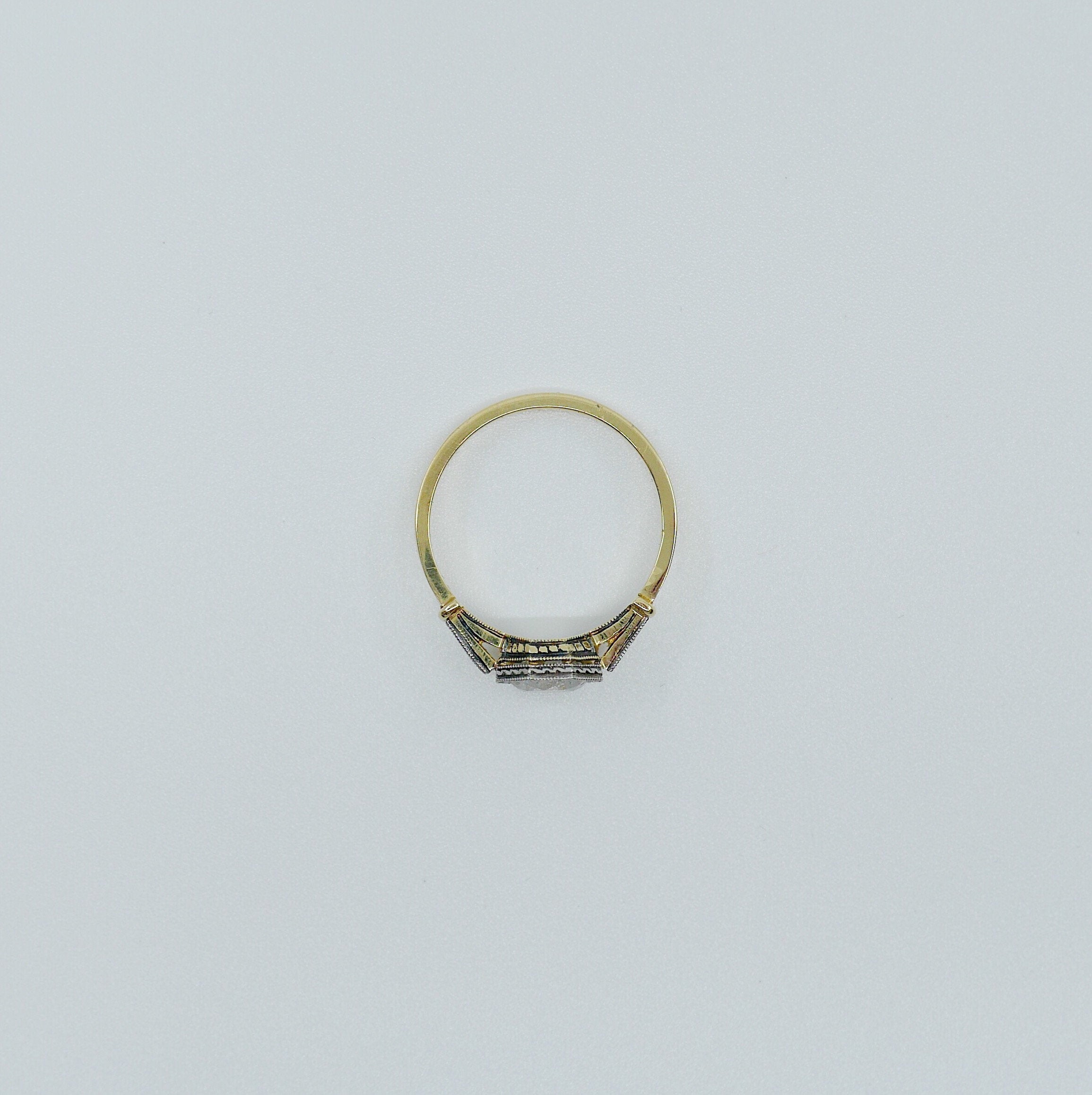 Lisbeth Salt & Pepper Diamond Ring, 18k Yellow Gold and Palladium Ring, salt and pepper diamond ring, art deco ring, OOAK ring