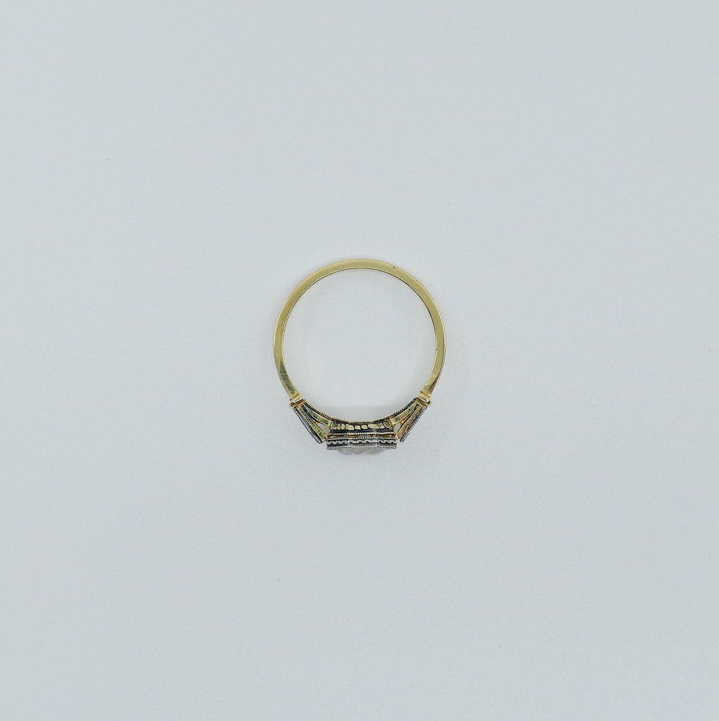 Lisbeth Salt & Pepper Diamond Ring, 18k Yellow Gold and Palladium Ring, salt and pepper diamond ring, art deco ring, OOAK ring