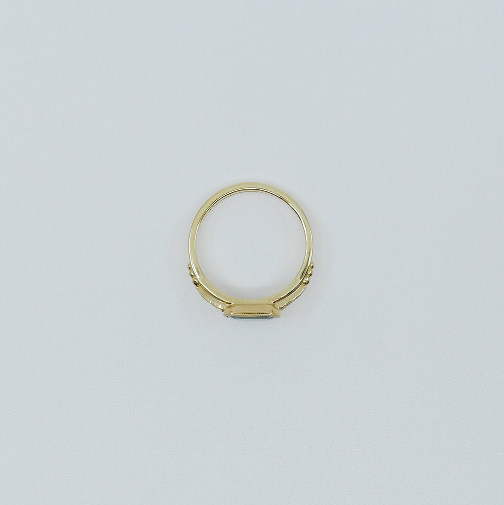 Inez Green Sapphire Ring, Sapphire and diamond ring, 14k gold green sapphire ring, sapphire ring, green sapphire ring