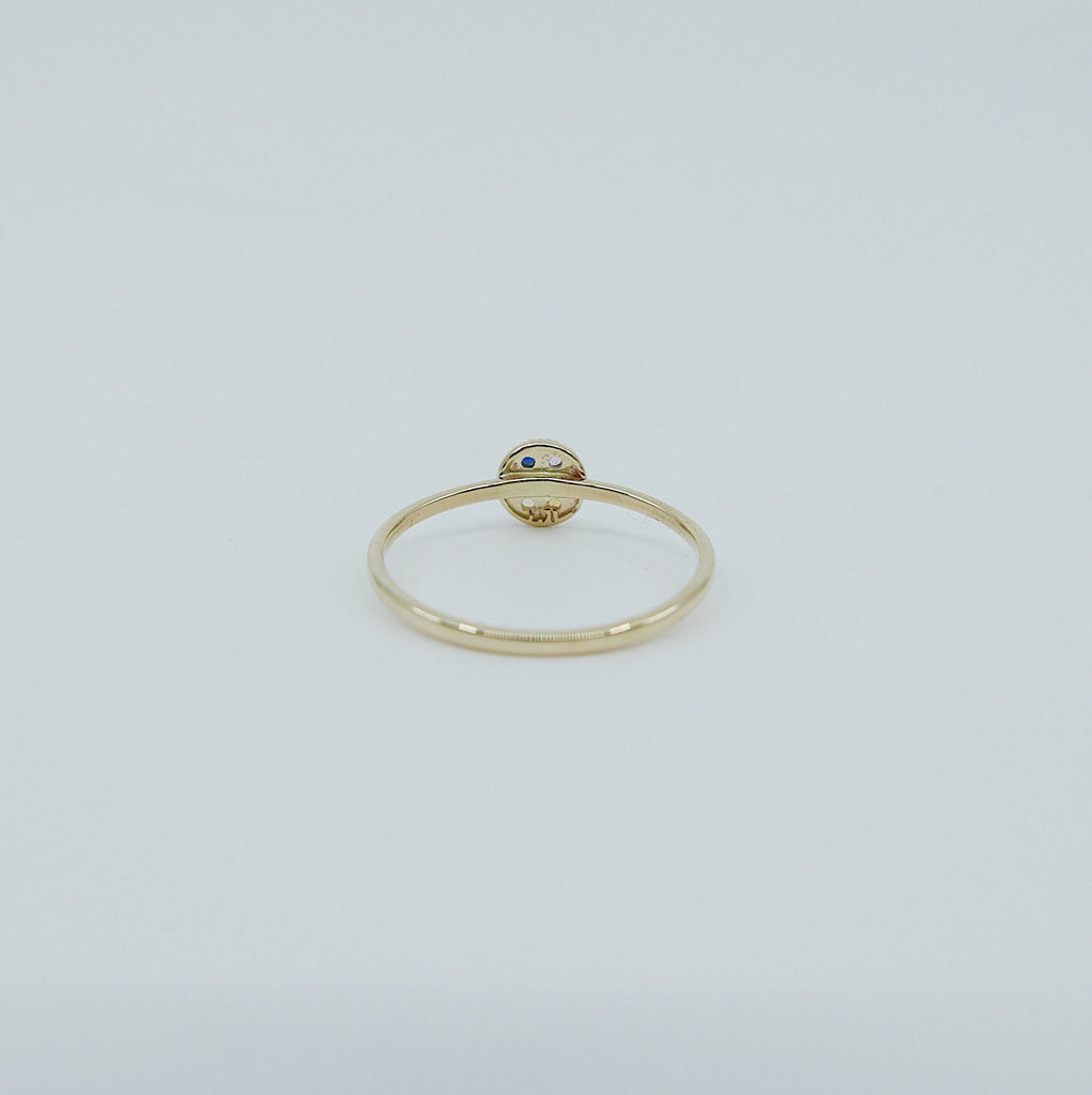 Painter's Palette Ring, 14k multicolor stone circle ring, mini diamond ring, rainbow circle ring
