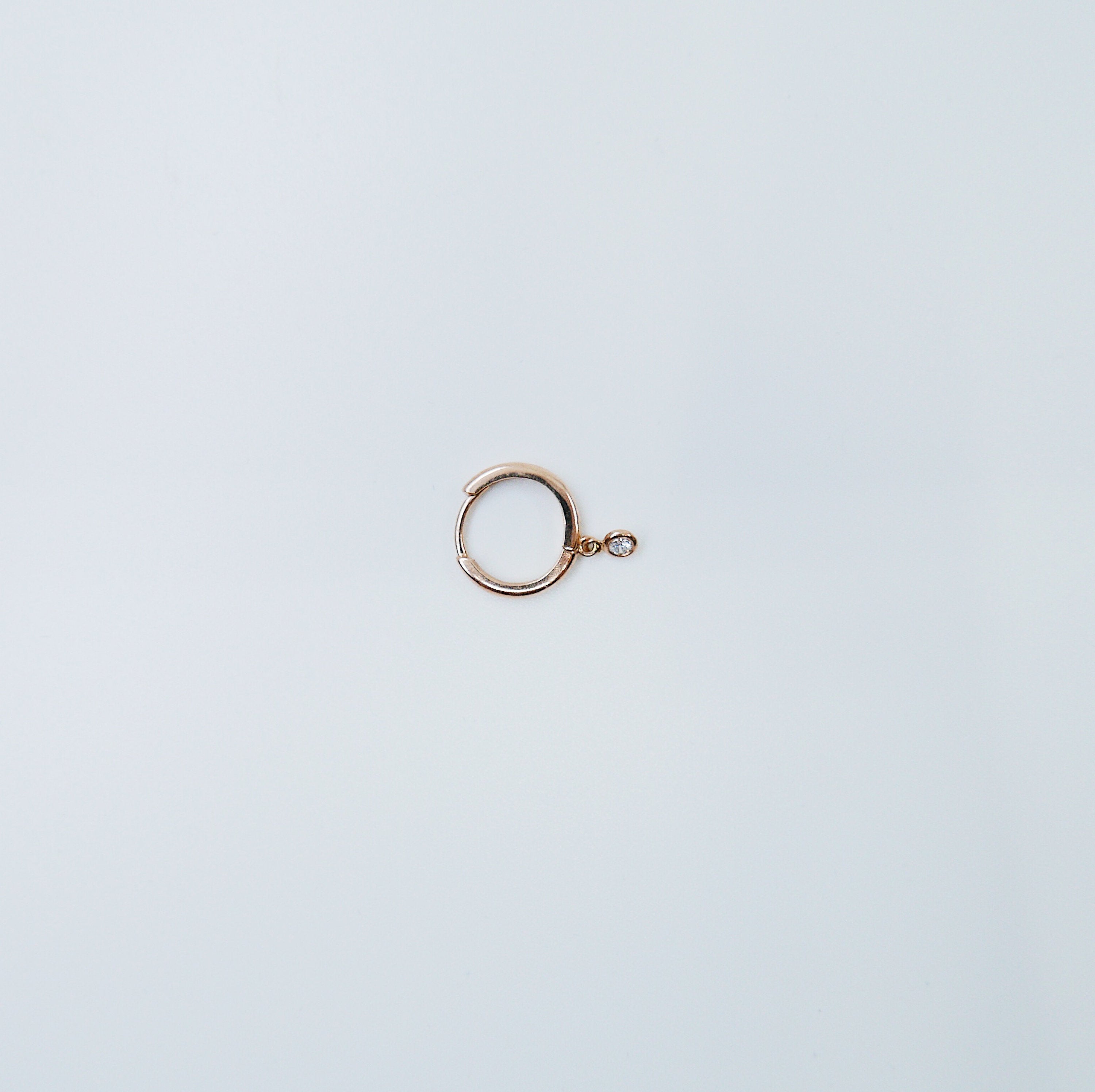 Medium Diamond Charm hoop, Medium 14k gold diamond hoop, Medium gold hoop, gold hoops, diamond hoop earrings, single bezel diamond hoop