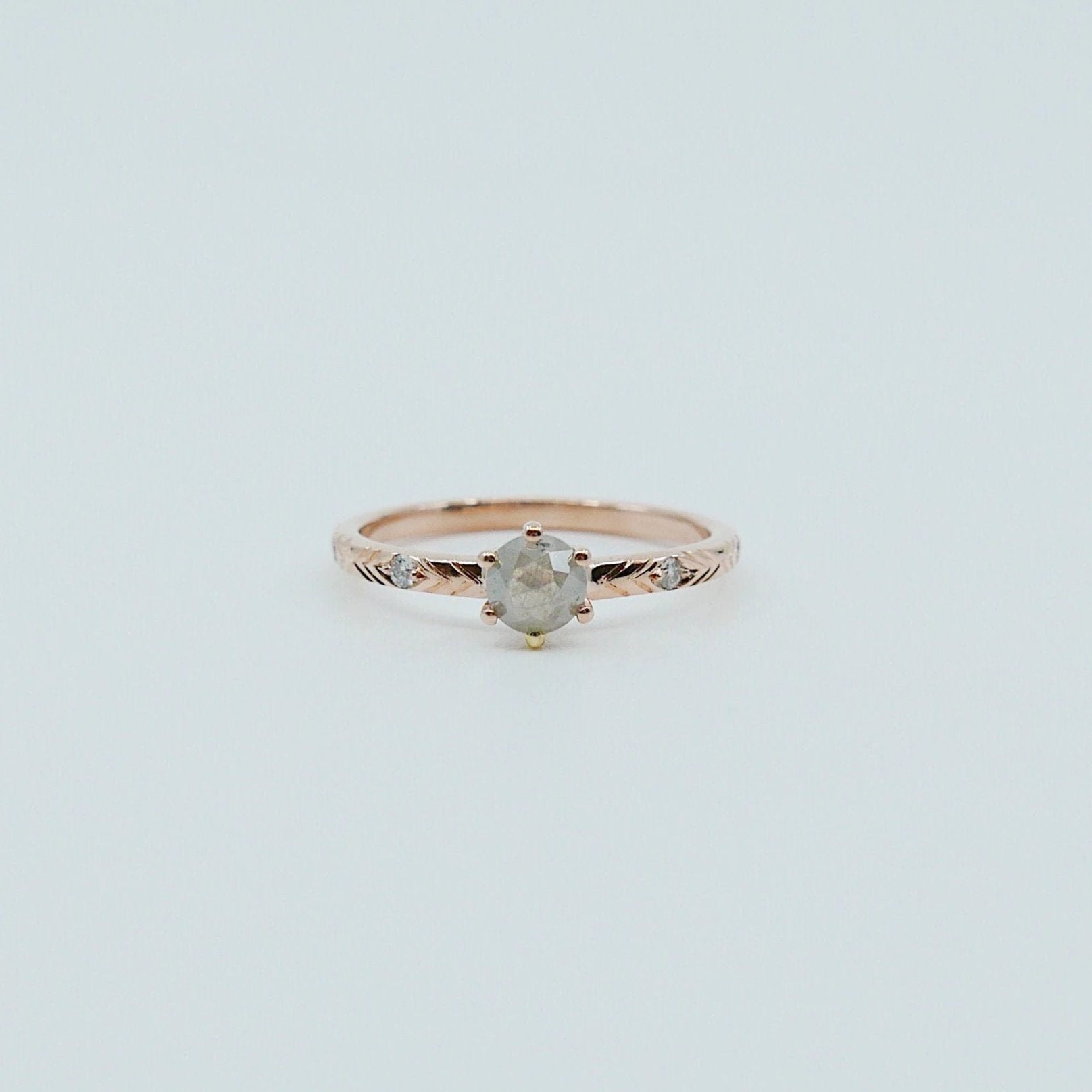 Claire Rose Cut Grey Diamond Ring, Grey Diamond Ring, rustic diamond ring, engagement ring, gold band, diamond ring, diamond band