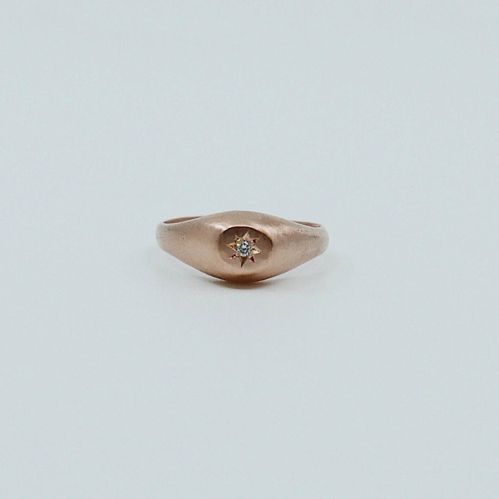Dome Signet Pinky Ring, 14k diamond signet ring, signet ring, pinky ring, gold pinky ring, gold signet ring, diamond pinky ring
