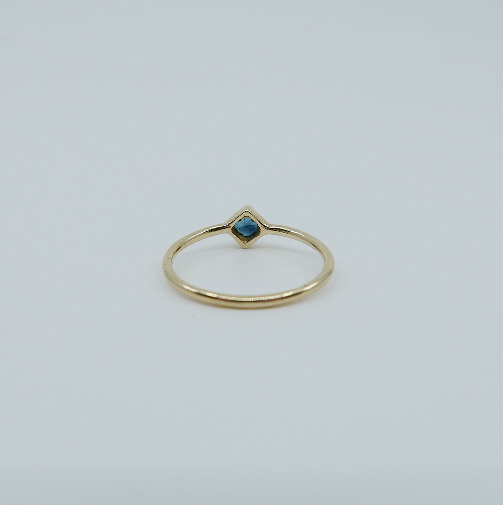 Square Bezel Sapphire Ring, blue sapphire bezel ring, sapphire stacking ring, blue sapphire ring, square sapphire ring, gold square band