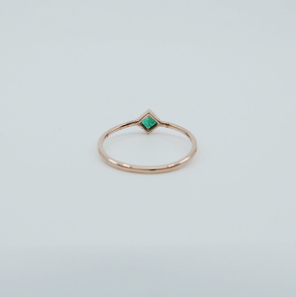 Square Bezel Emerald Ring, green emerald bezel ring, emerald stacking ring, green emerald ring, square emerald ring, gold square band