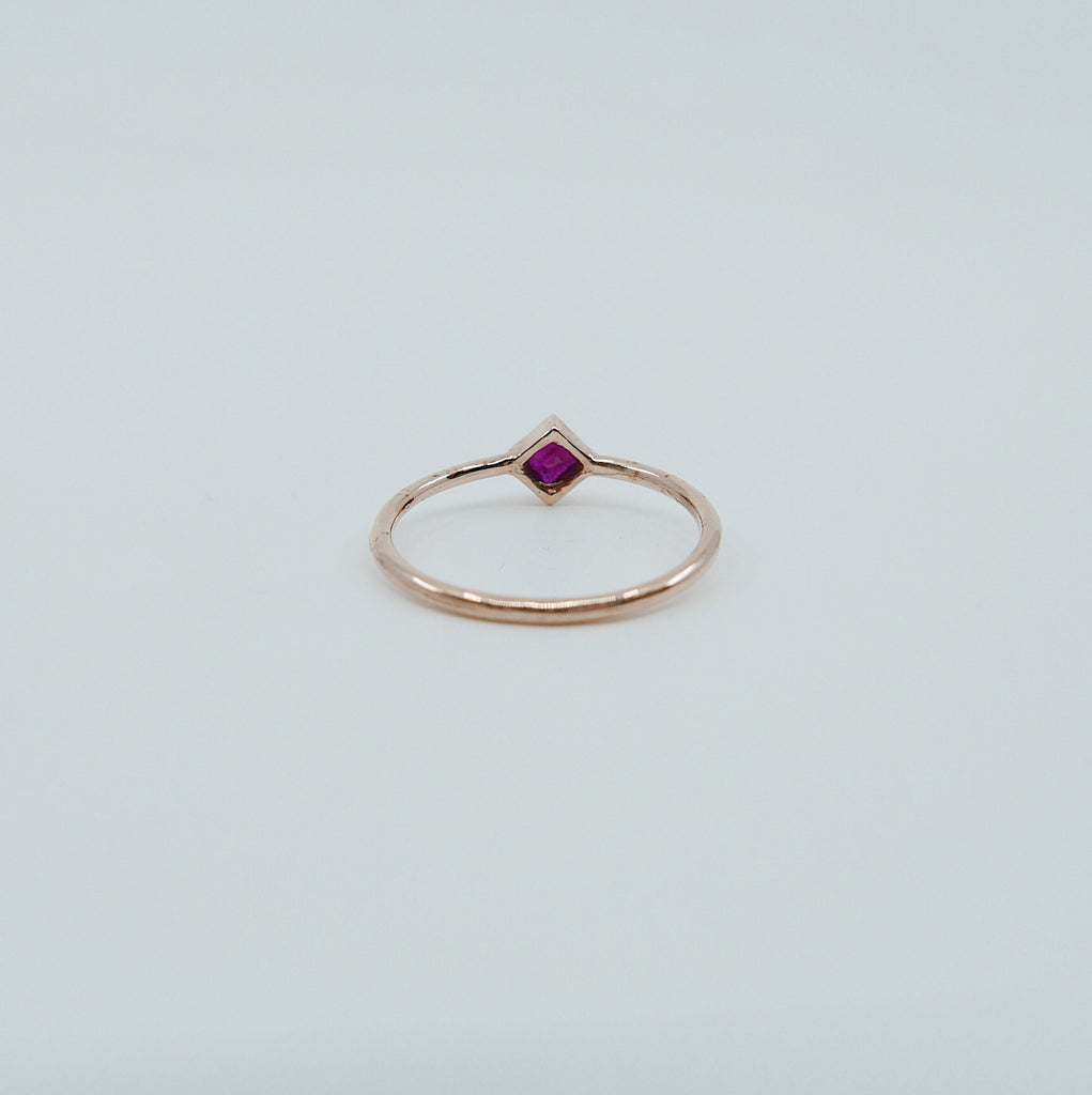Square Bezel Ruby Ring, red ruby bezel ring, ruby stacking ring, ruby ring, square ruby ring, gold square band