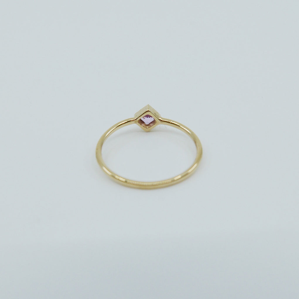 Square Bezel Sapphire Ring, pink sapphire bezel ring, sapphire stacking ring, pink sapphire ring, square sapphire ring, gold square band
