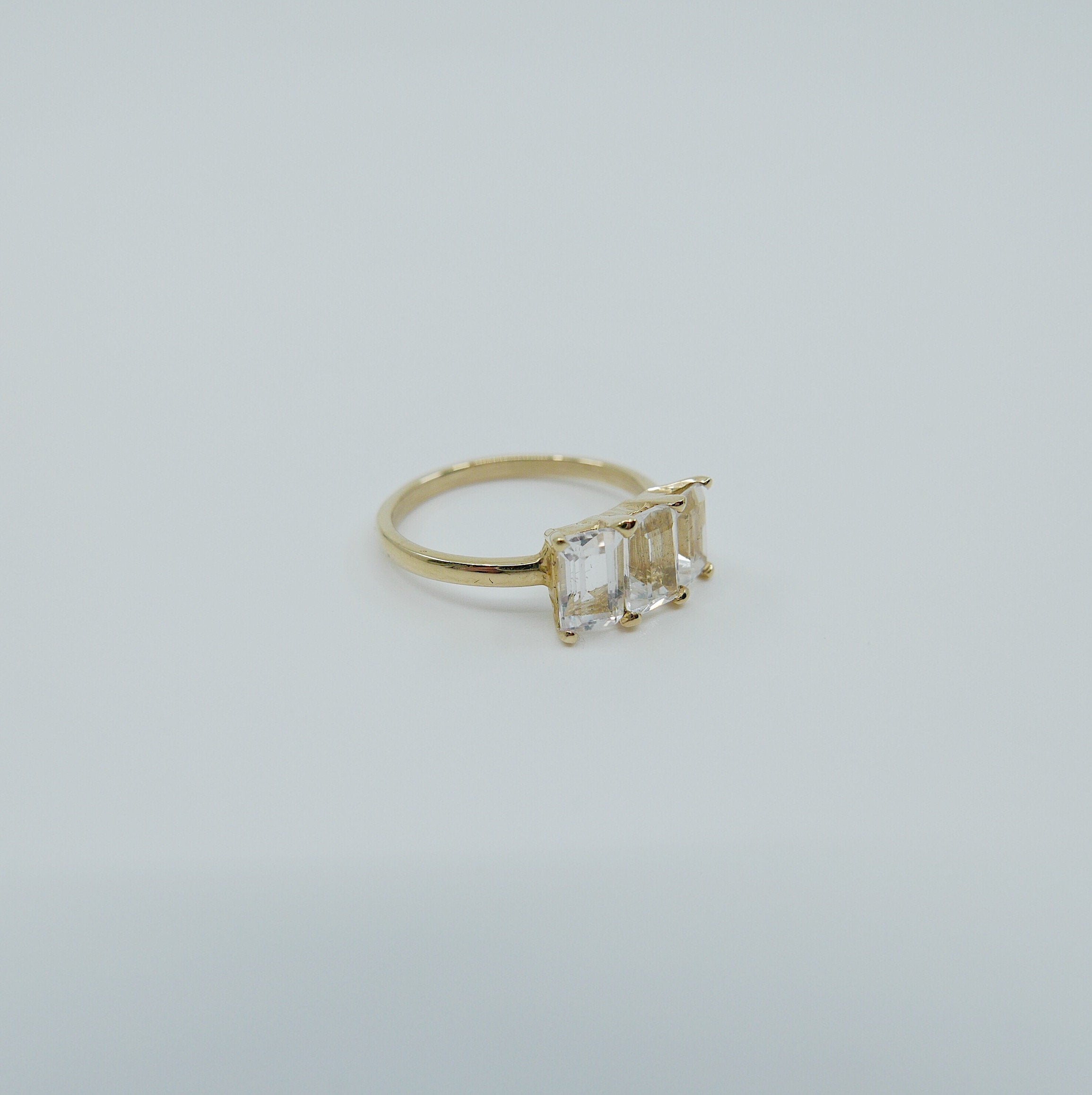 Eve Topaz Ring, topaz emerald cut ring, topaz ring, statement ring, alternative bridal tourmaline, white stone ring