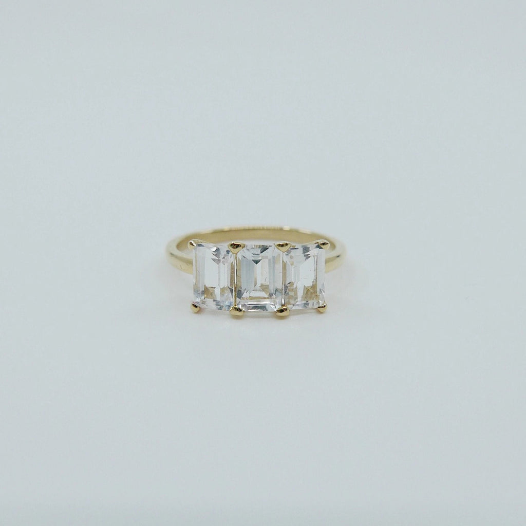 Eve Topaz Ring, topaz emerald cut ring, topaz ring, statement ring, alternative bridal tourmaline, white stone ring