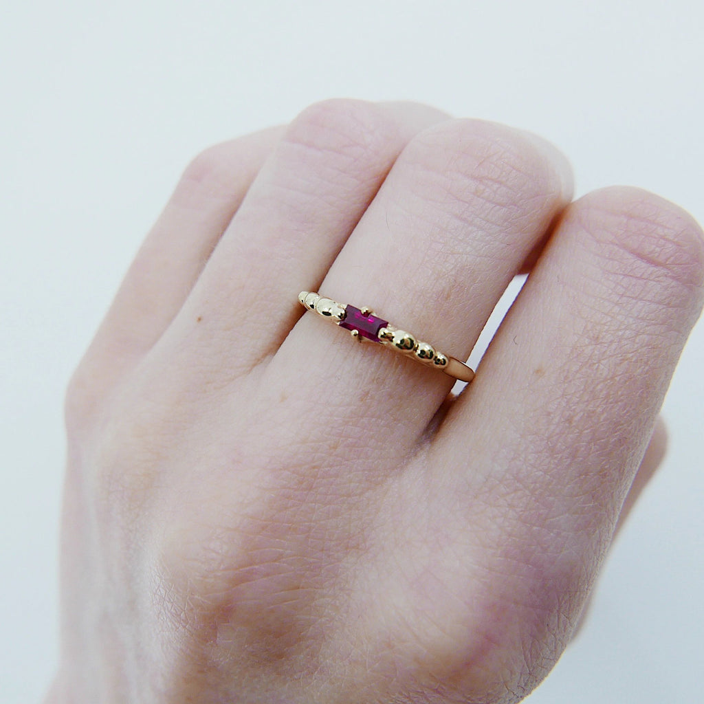 Ellipsis Baguette Ruby Ring, baguette ring, ruby and gold ring, 14k ruby ring, ruby ring, ellipsis ring