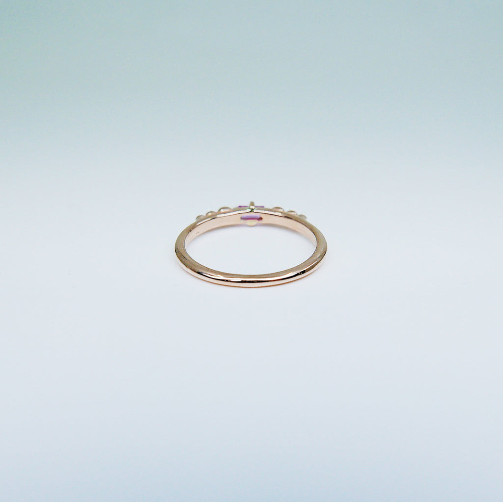 Ellipsis Baguette Sapphire Ring, baguette ring, sapphire and gold ring, 14k pink sapphire ring, pink sapphire ring, ellipsis ring