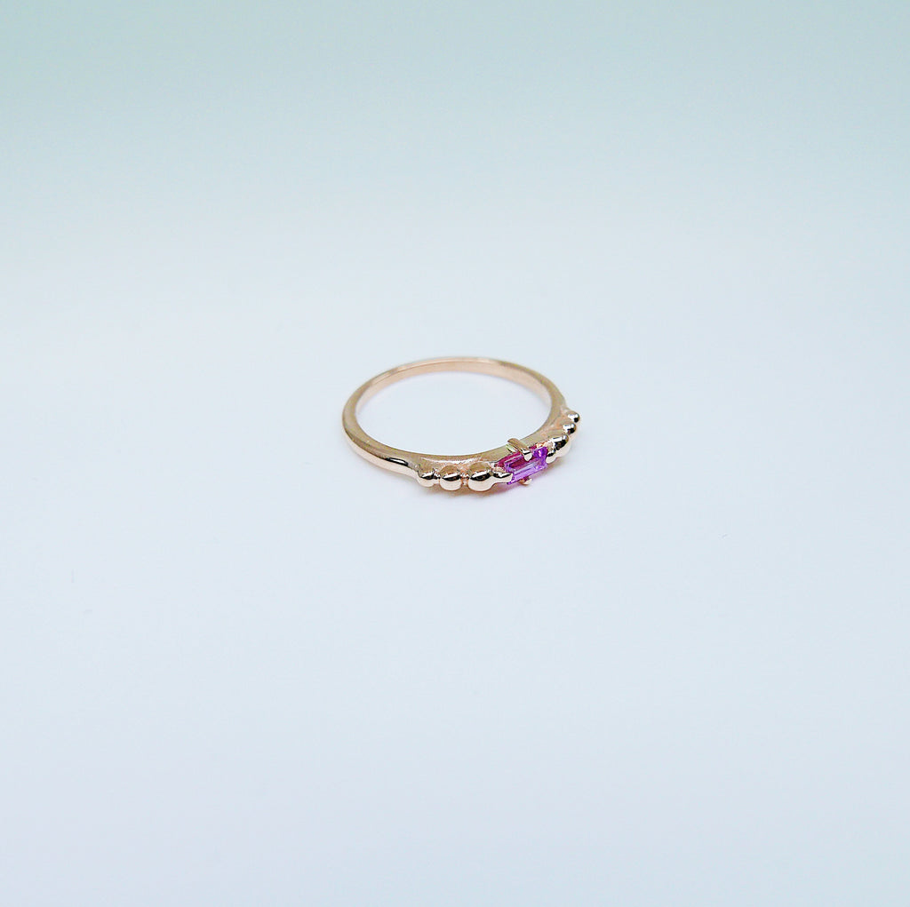 Ellipsis Baguette Sapphire Ring, baguette ring, sapphire and gold ring, 14k pink sapphire ring, pink sapphire ring, ellipsis ring