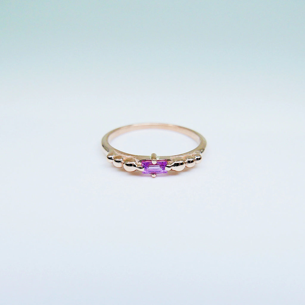 Ellipsis Baguette Sapphire Ring, baguette ring, sapphire and gold ring, 14k pink sapphire ring, pink sapphire ring, ellipsis ring
