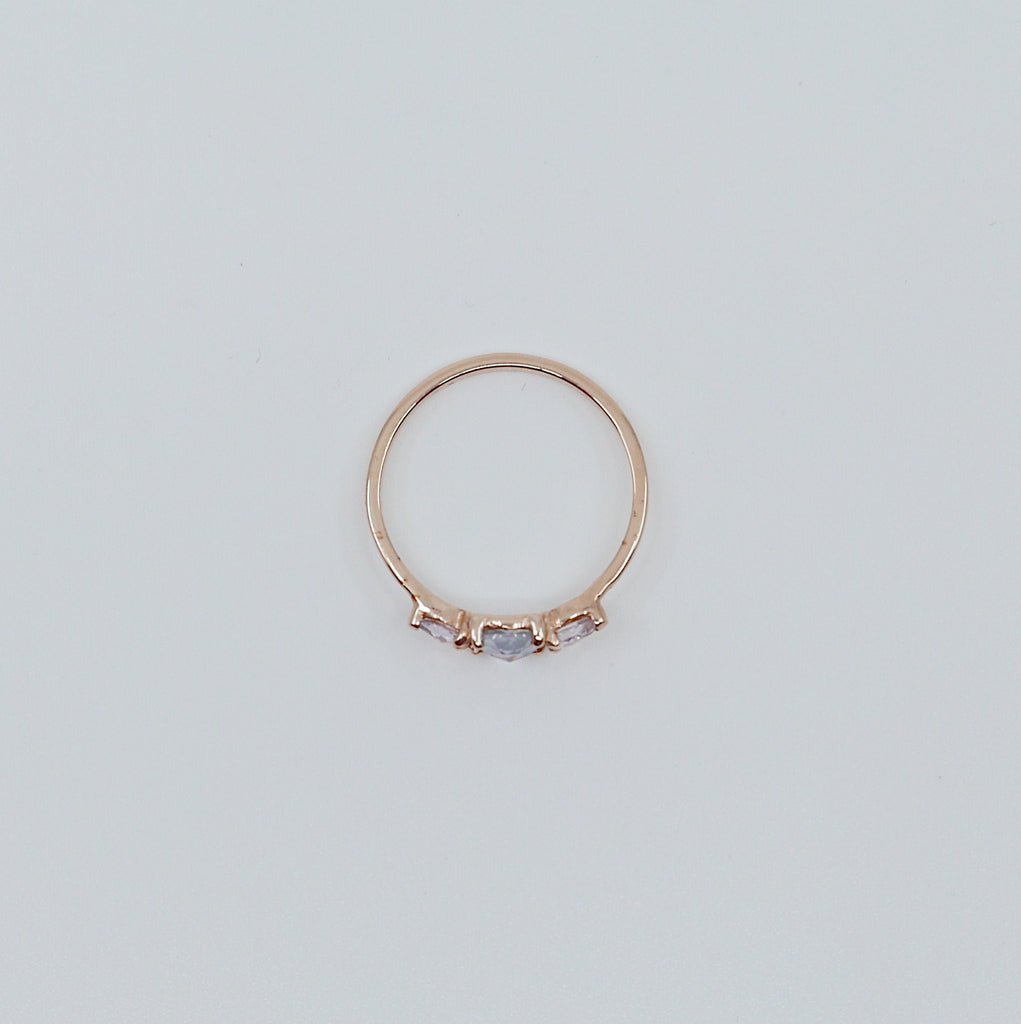 Penelope Rose Cut Light Blue Sapphire Ring, light blue sapphire and pink sapphire ring, 3 stone ring, 14k gold sapphire ring