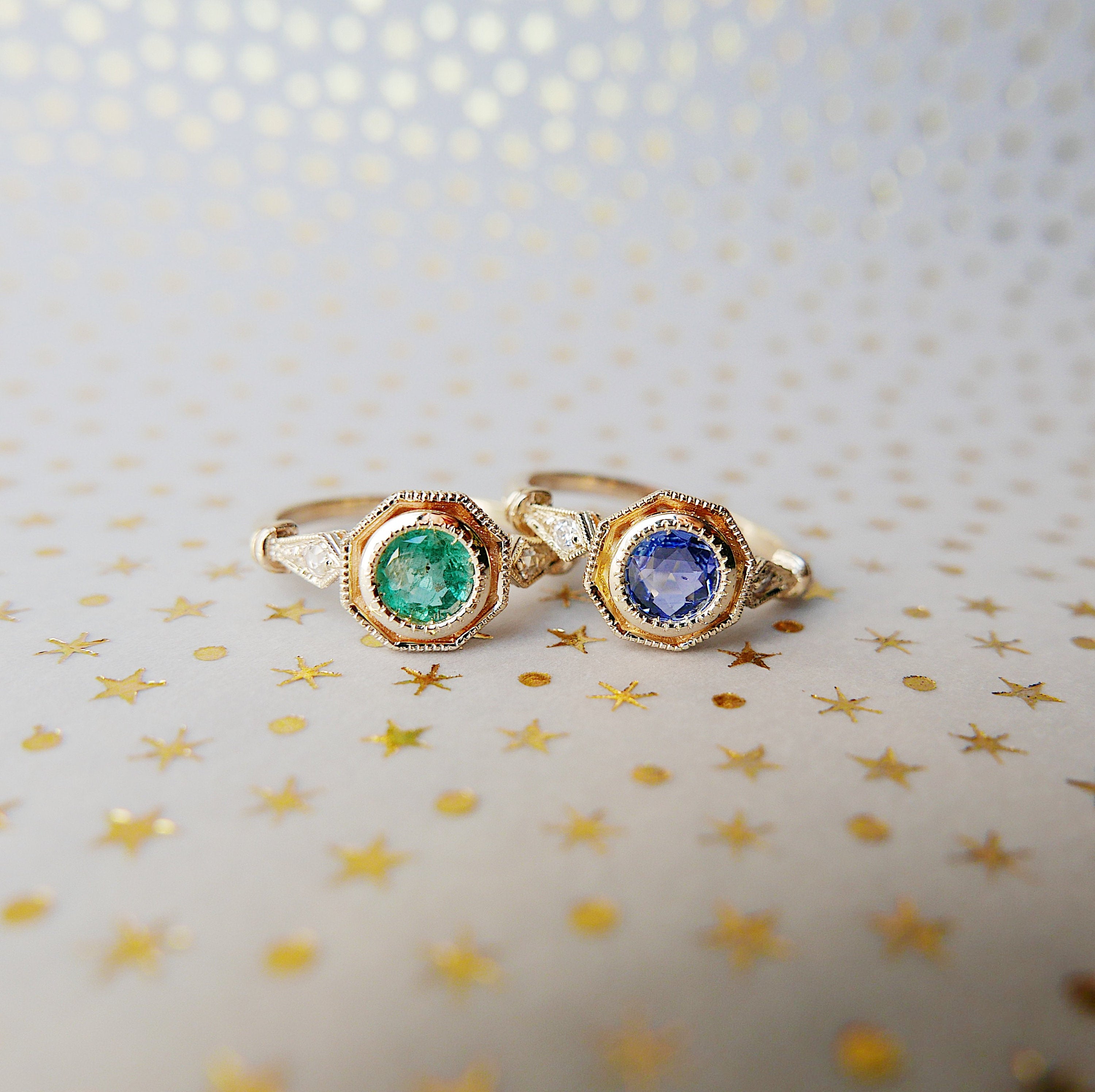 Eloise Bezel Sapphire Ring, sapphire and diamond ring, 14k gold ring, blue stone ring, 14k sapphire ring, 14k sapphire and diamond ring