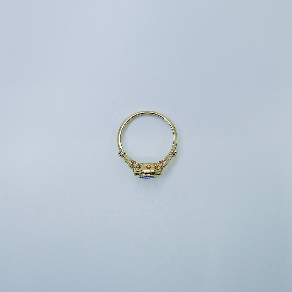 Eloise Bezel Sapphire Ring, sapphire and diamond ring, 14k gold ring, blue stone ring, 14k sapphire ring, 14k sapphire and diamond ring