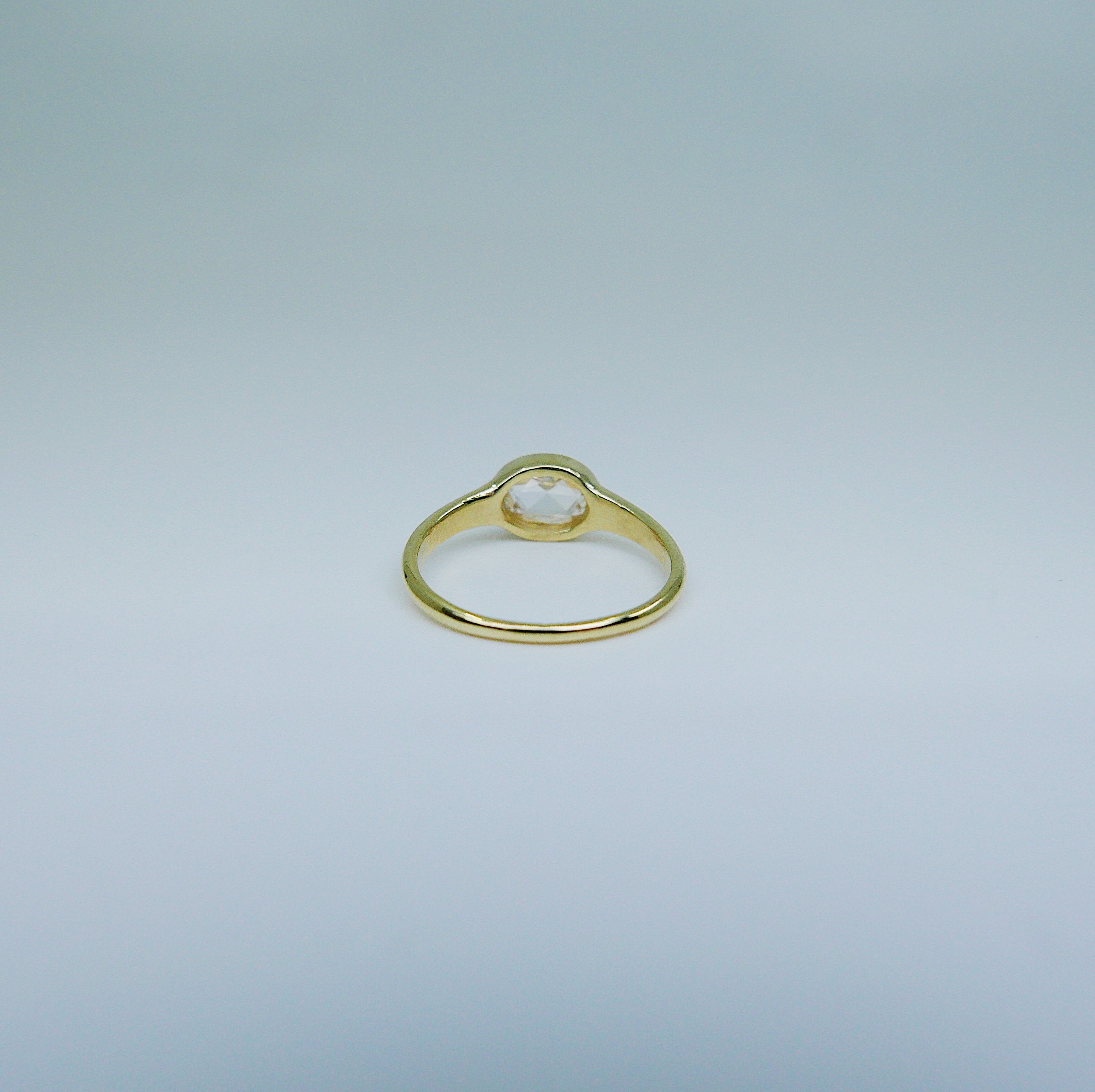 Rose Cut Sapphire Signet Ring, OOAK ring, sapphire rose cut ring, oval sapphire and diamond ring, 18k gold ring, oval bezel sapphire