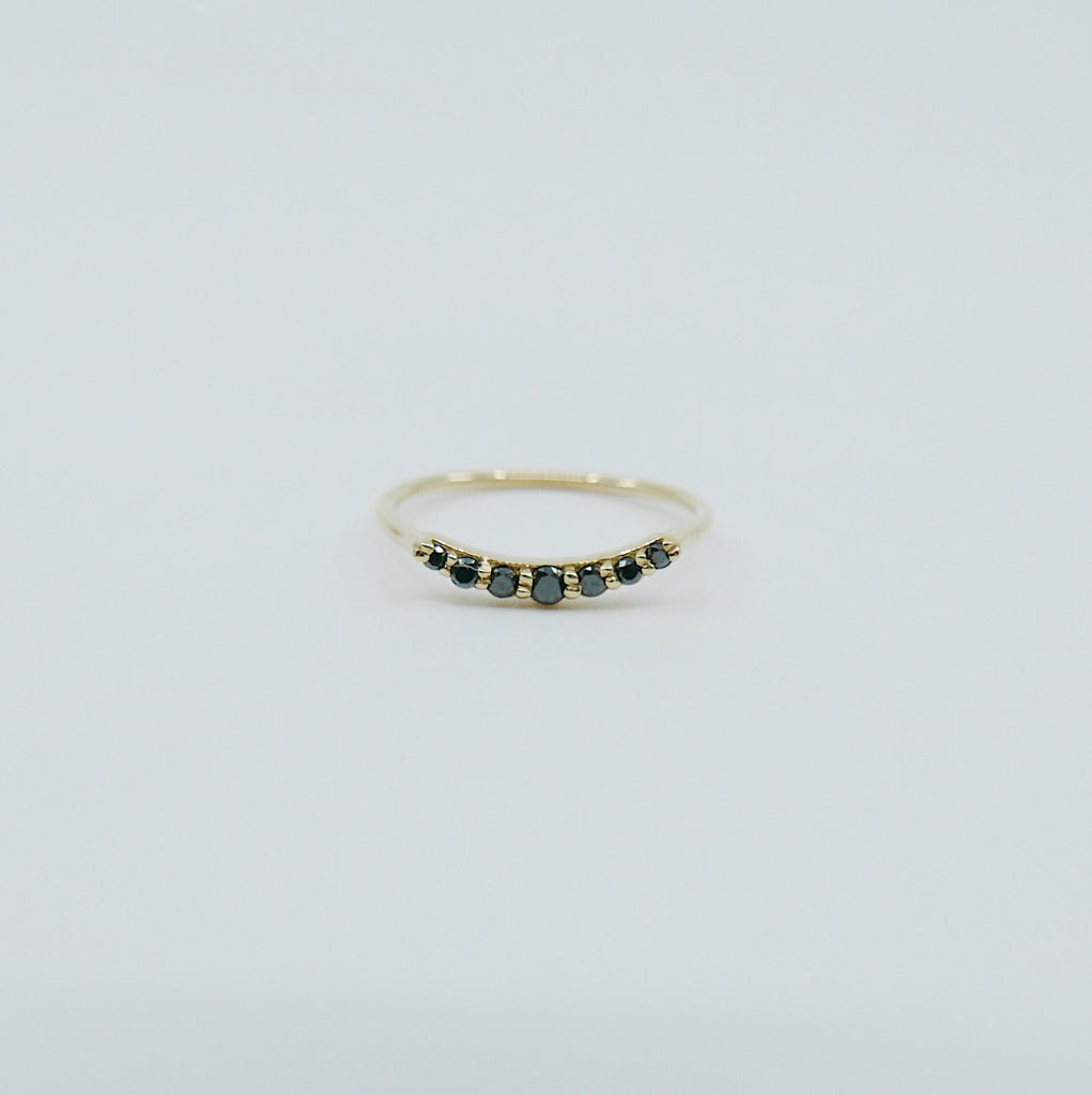 Emma Arc Diamond Ring, white diamond ring, black diamond ring, 14k gold arc ring, delicate wedding ring, stacking ring, wedding band