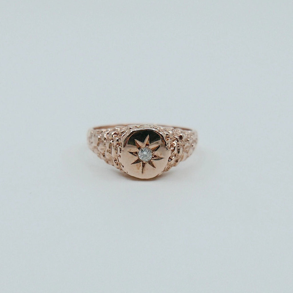 Bella Signet Ring, 14k diamond signet ring, signet ring, pinky ring, gold pinky ring, 14k gold signet ring, diamond pinky ring