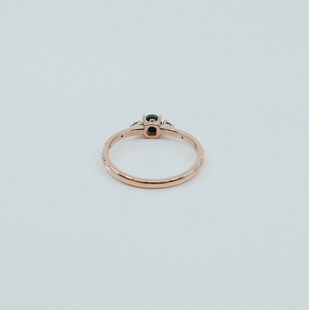 Clara Rose Cut Black Diamond Ring, alternative wedding ring, unique non traditional engagement ring, 14k stacking ring, white & grey diamond