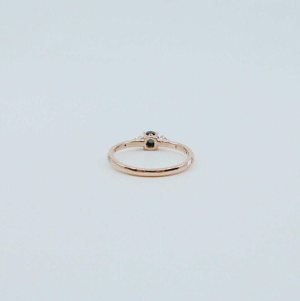 Clara Rose Cut Black Diamond Ring, alternative wedding ring, unique non traditional engagement ring, 14k stacking ring, white & grey diamond