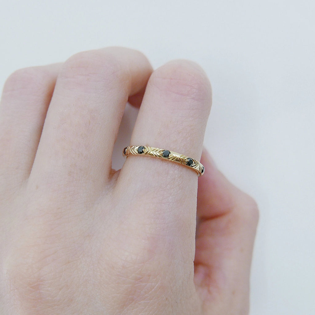 Camille Diamond Ring, Camille Black Diamond Ring, stacking band, wedding band, infinity band, gold band, diamond ring, black diamond ring