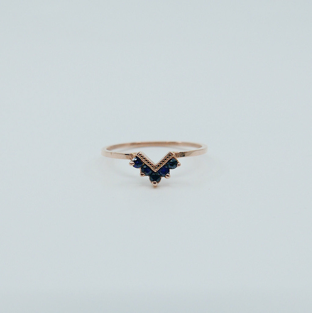 Chevron Sapphire Ring, Blue Sapphire Ring, Chevron Ring, 14k Gold chevron ring, sapphire ring, blue sapphire chevron ring