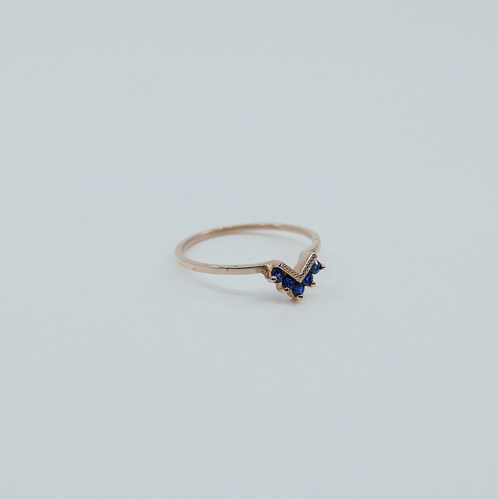 Chevron Sapphire Ring, Blue Sapphire Ring, Chevron Ring, 14k Gold chevron ring, sapphire ring, blue sapphire chevron ring