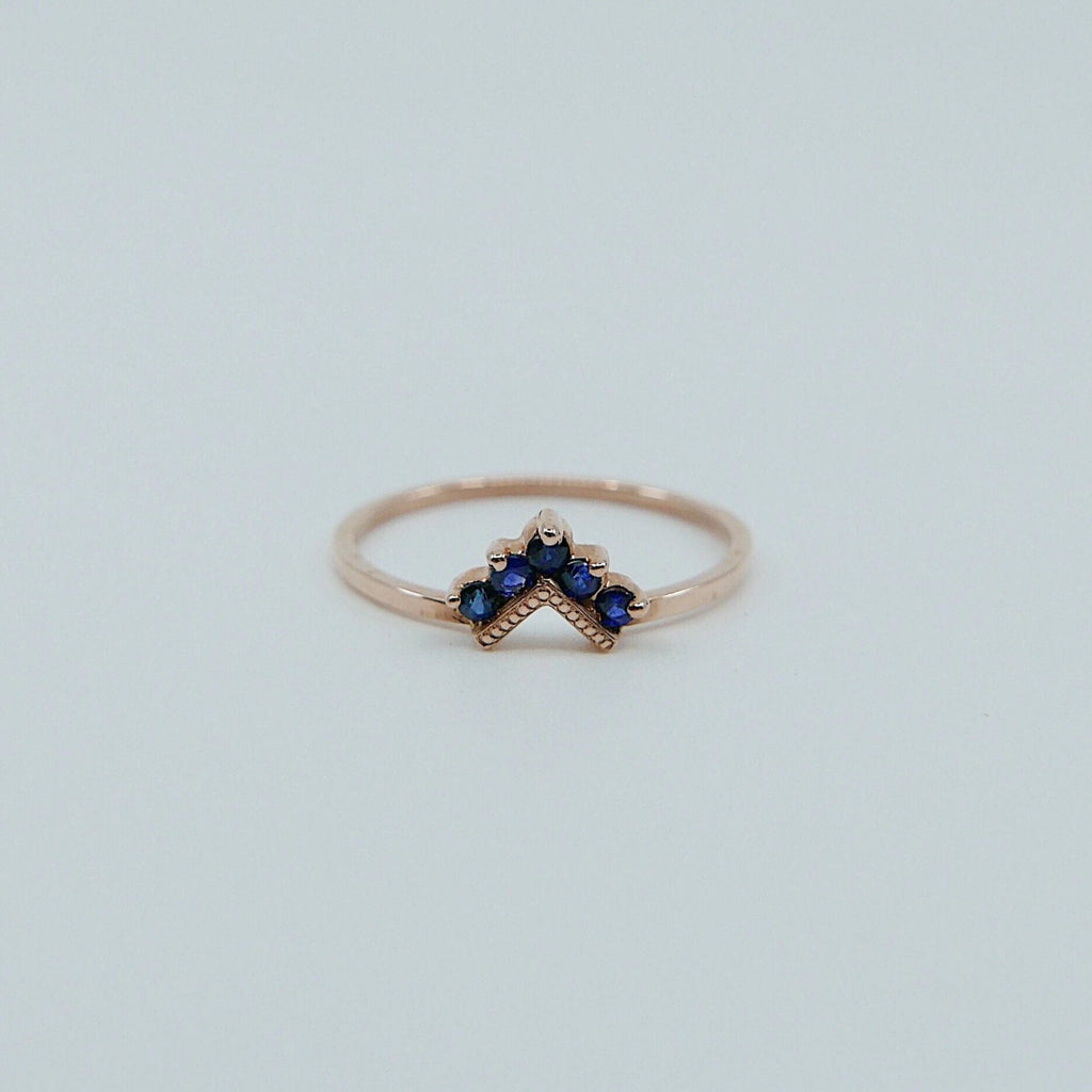 Chevron Sapphire Ring, Blue Sapphire Ring, Chevron Ring, 14k Gold chevron ring, sapphire ring, blue sapphire chevron ring