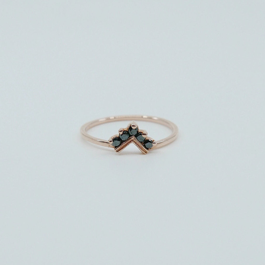Chevron Black Diamond Ring, Black Diamond Ring, Chevron Ring, 14k Gold chevron ring, black diamond ring, diamond chevron ring