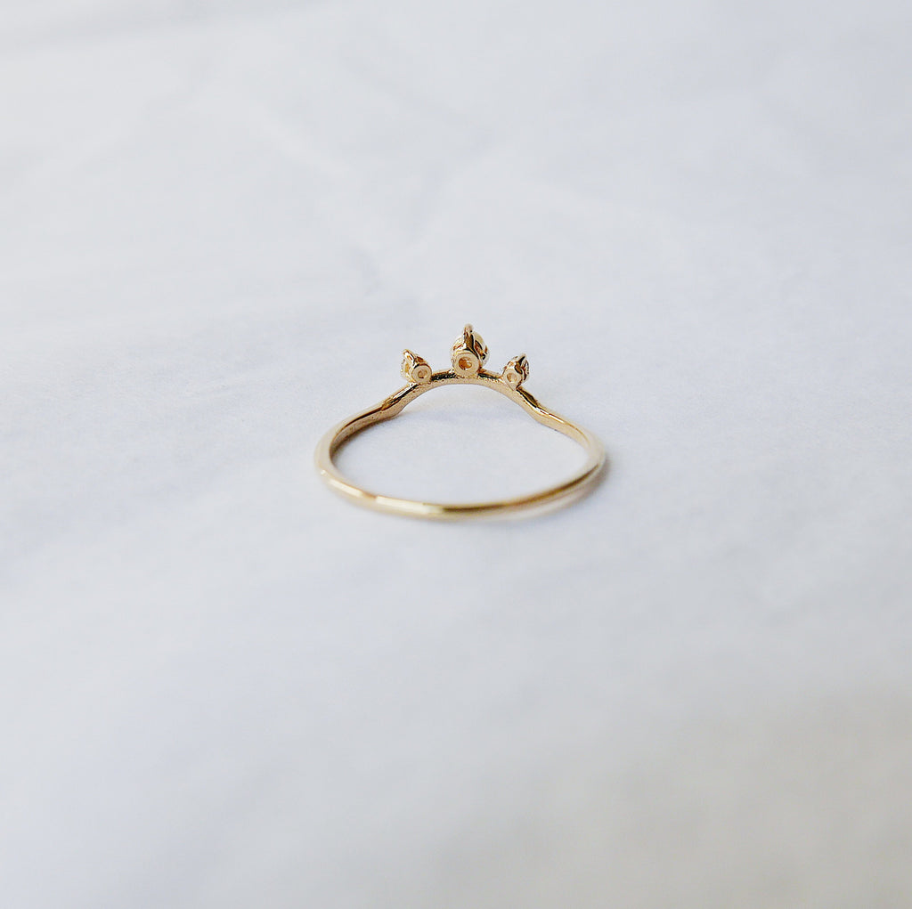 Scattered Nesting Pearl Ring, pearl and diamond ring, 14k gold arc ring, delicate dainty thin ring, thin band, stacking ring, wedding band