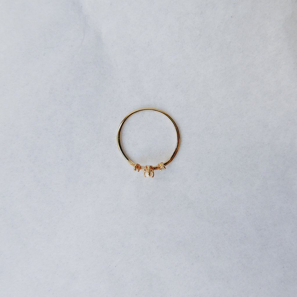 Scattered Nesting Pearl Ring, pearl and diamond ring, 14k gold arc ring, delicate dainty thin ring, thin band, stacking ring, wedding band