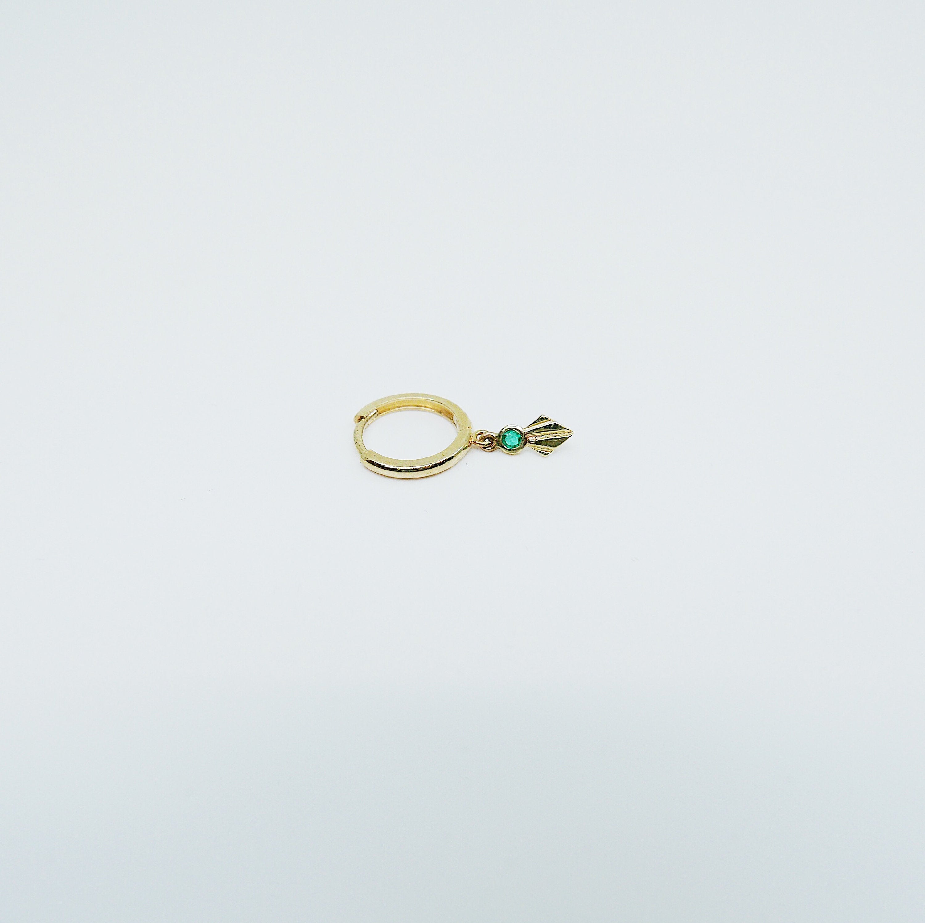Fan Emerald Hoops, Art deco hoops, Geometric Hoop Earrings, Emerald hoops, emerald fan hoops, green fan earrings, emerald earrings