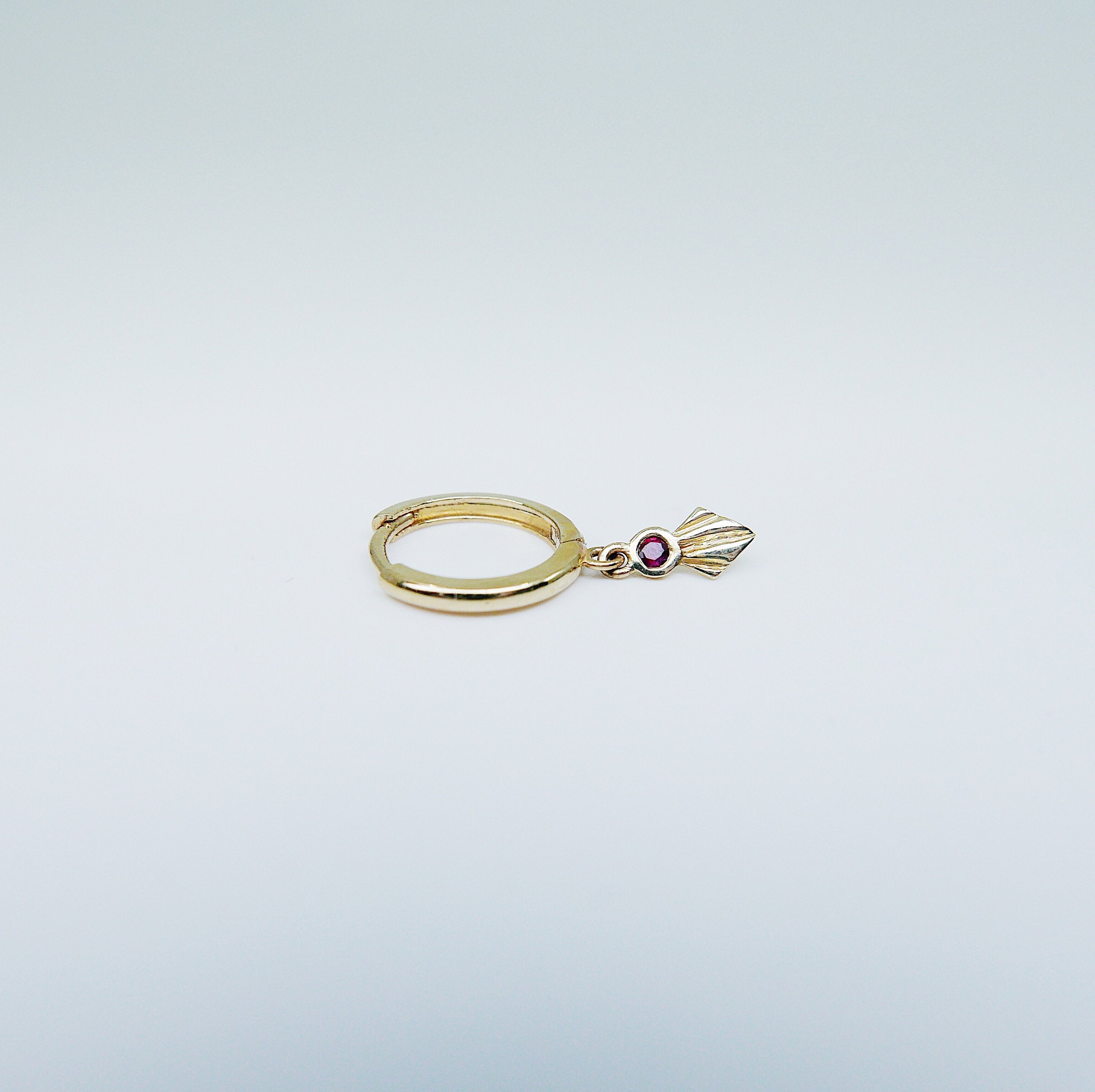 Fan Ruby Hoops, Art deco hoops, Geometric Hoop Earrings, Ruby hoops, Ruby fan hoops, red fan earrings, Ruby earrings