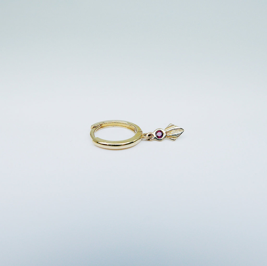 Fan Ruby Hoops, Art deco hoops, Geometric Hoop Earrings, Ruby hoops, Ruby fan hoops, red fan earrings, Ruby earrings